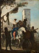 Johann Heinrich Schonfeldt Halt vor dem Gasthaus oil painting on canvas